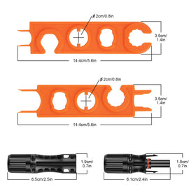 Geosiry connectors compatible with 14–8 AWG solar cables.