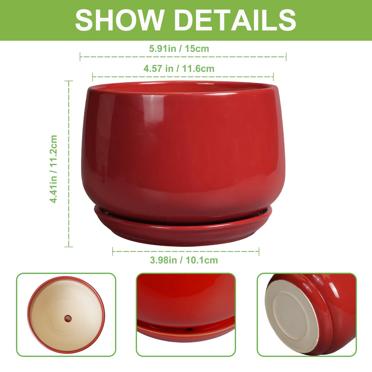 GEPGardening 6-inch red pot with drainage hole view sturdy for healthy root airflow