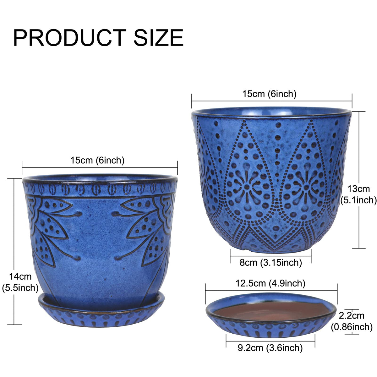 Gepege blue planter side view shows sturdy design for desks