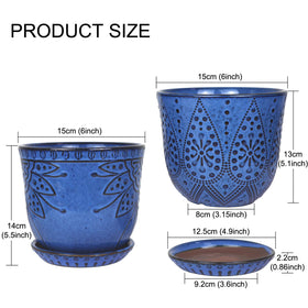 Gepege blue planter side view shows sturdy design for desks