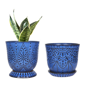 Gepege 6in beaded ceramic planter top view for stylish indoor decor