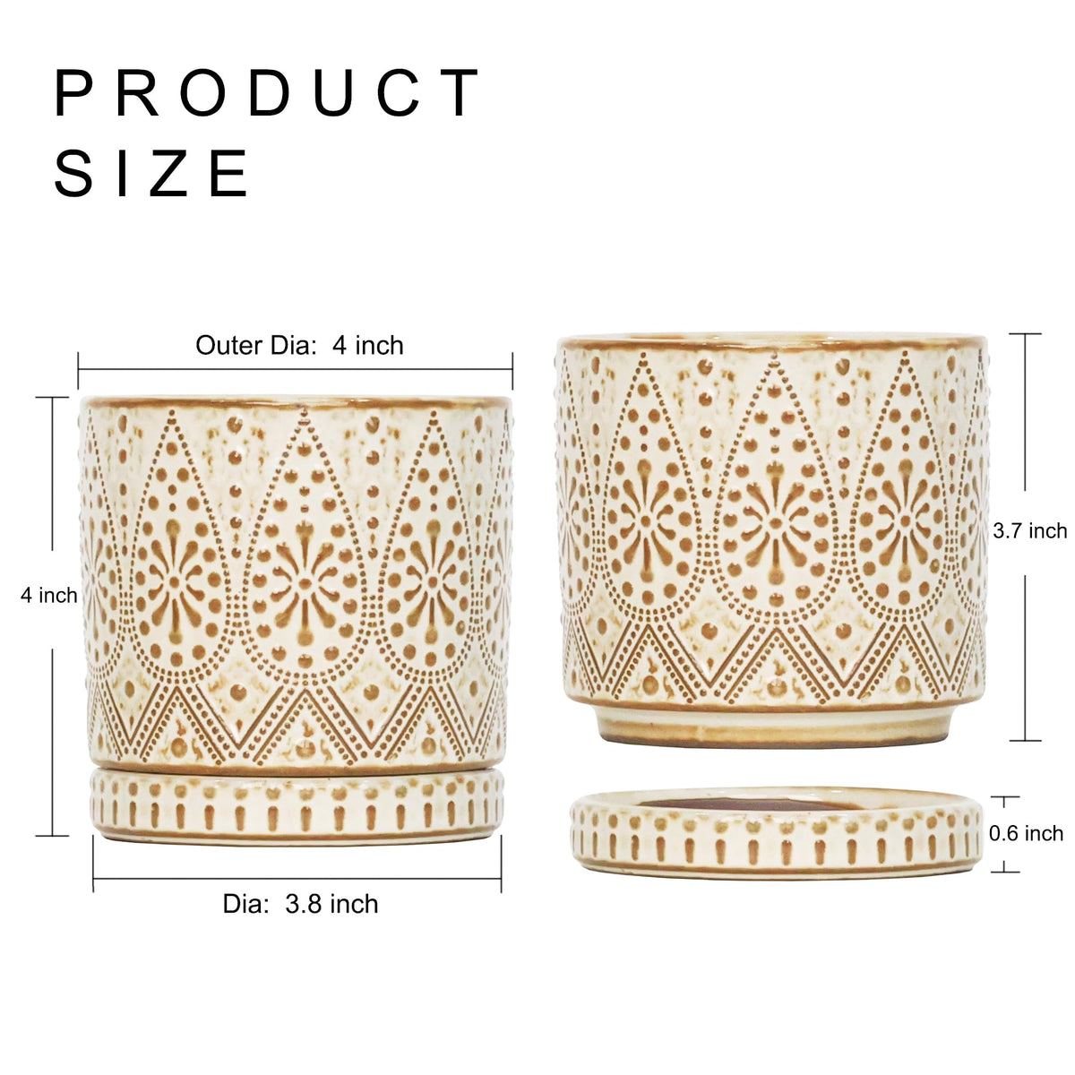 Gepege ceramic planter 4-inch with saucer set protects surfaces from water.