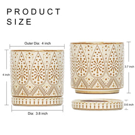 Gepege ceramic planter 4-inch with saucer set protects surfaces from water.