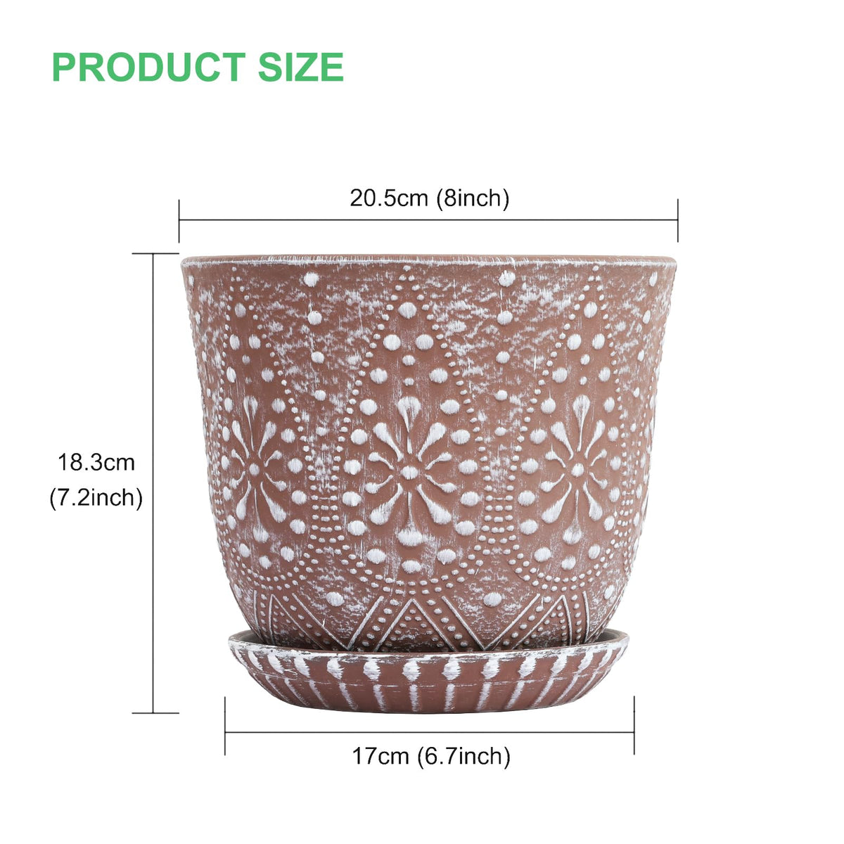 Gepege ceramic planter with removable saucer and mesh pad for tidy water control.