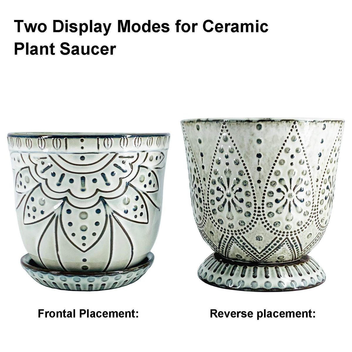 Gepege ceramic planter with saucer and mesh pad set keeps soil in place