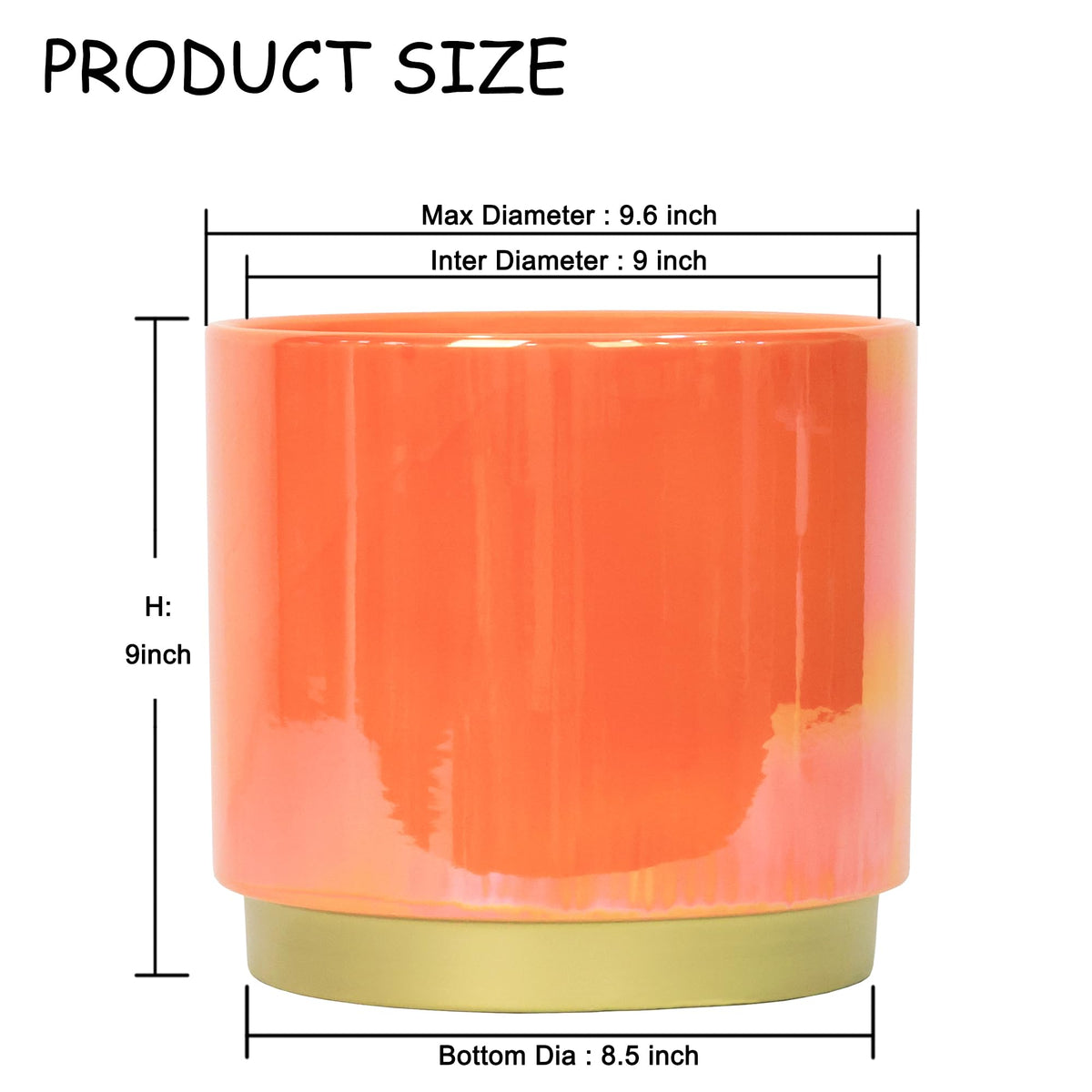 Gepege ceramic pot 9-6 inch, sturdy stoneware for indoor and outdoor display.