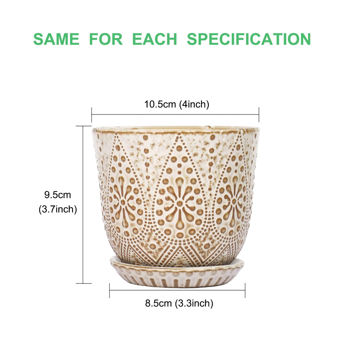 Gepege ceramic pot with drainage holes in cream white, ideal for tidy watering.