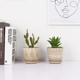 Gepege cream-white 4-pack ceramic pots for windowsills and gifts.