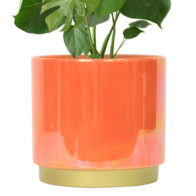 Gepege Rainbow Pearl glaze pot with drainage hole for healthy indoor plants.