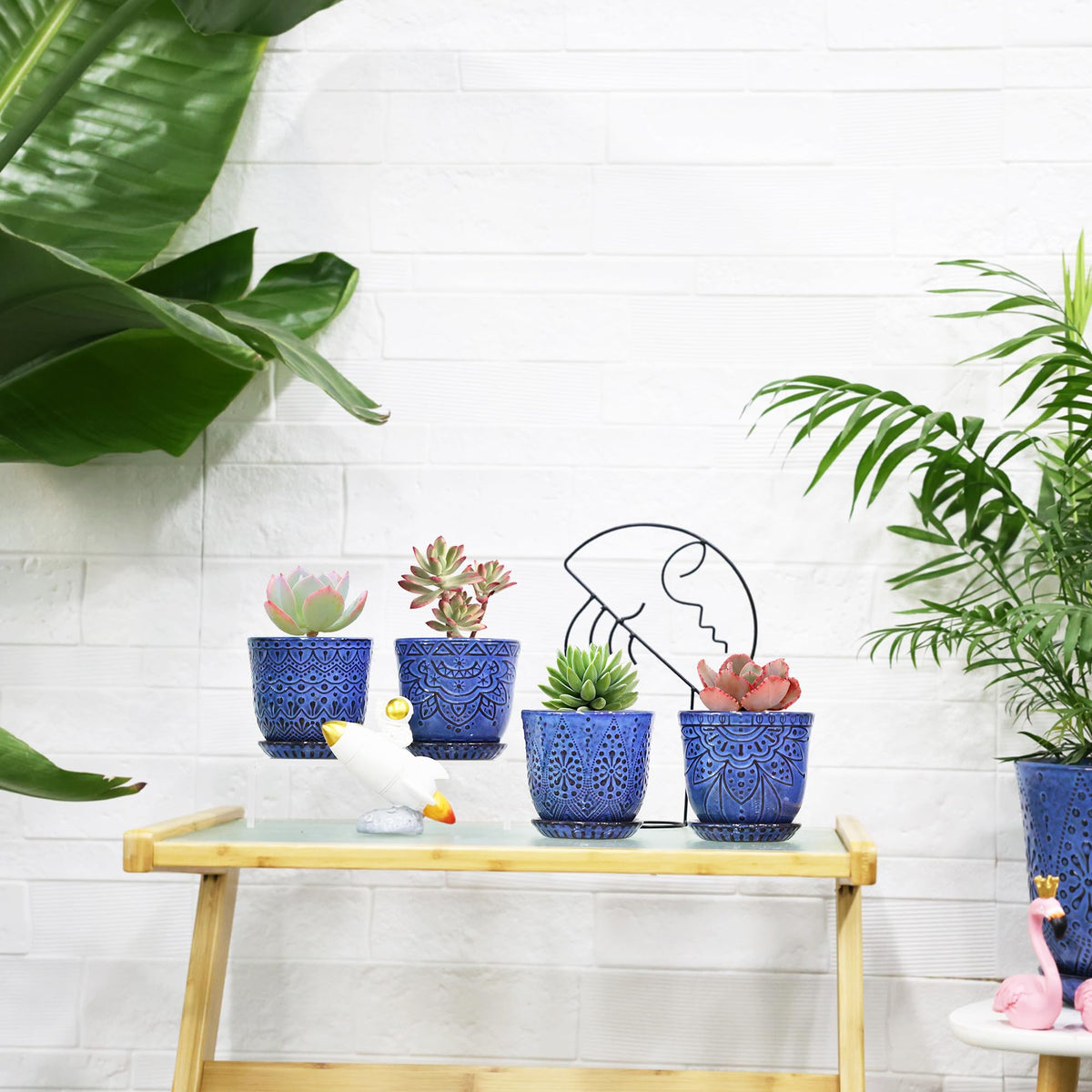Gepege blue succulent pots set makes a thoughtful gift for plant lovers