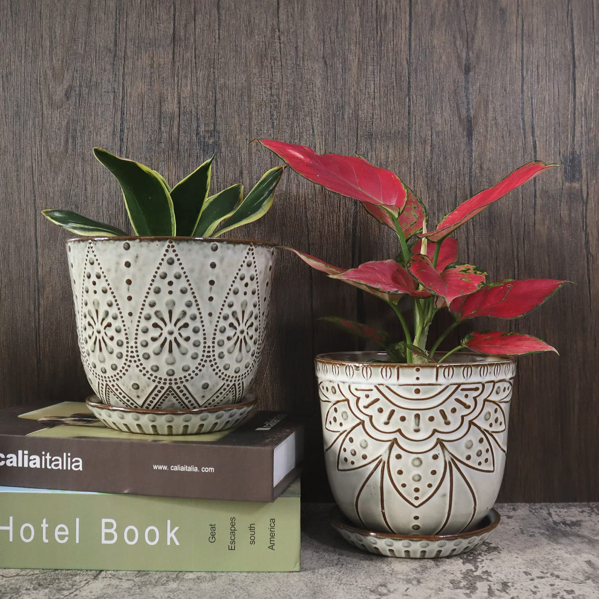 Gepege table-top glow ceramic pot on windowsill for small-space greenery