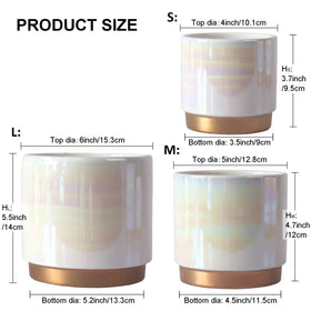 Gepege white indoor pot 5inch rainbow pearl glaze ideal for compact desks and shelves.
