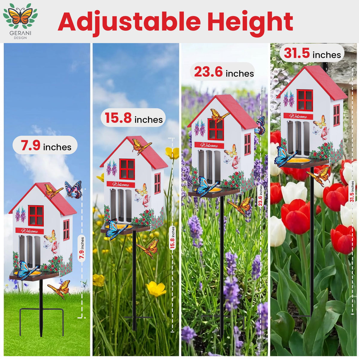 Gerani Design weatherproof butterfly house protects garden visitors.