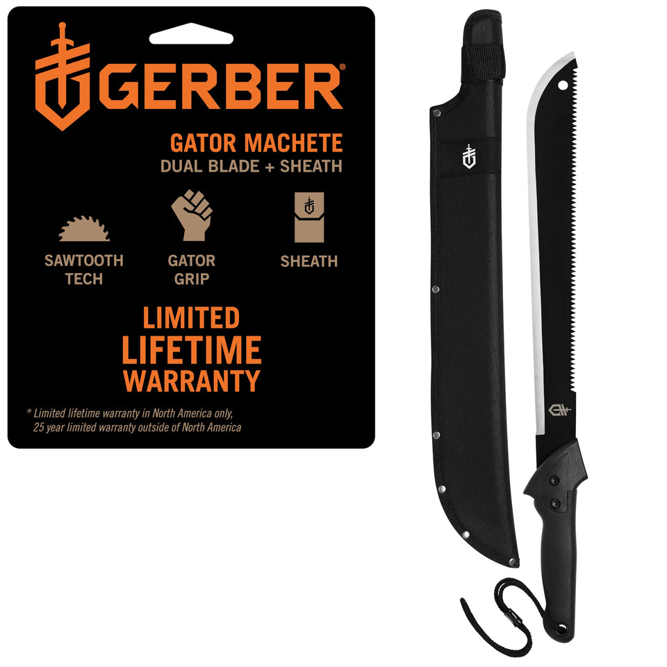 Gerber Gator Machete with 18 inch plain-edge blade for precise camping cuts