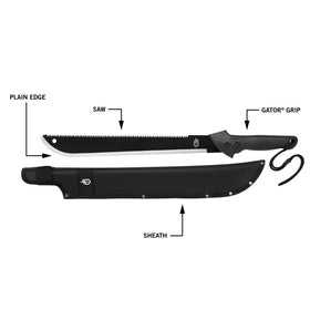 Gerber Gator Machete with reverse saw blade for brush clearing on hikes