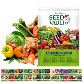 GermiGrow Survival Seed Vault Kit with 36 heirloom varieties for diverse, home gardening.