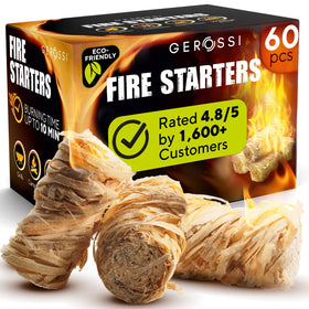 GEROSSI fire starter 60-pack packaging for easy outdoor setup.