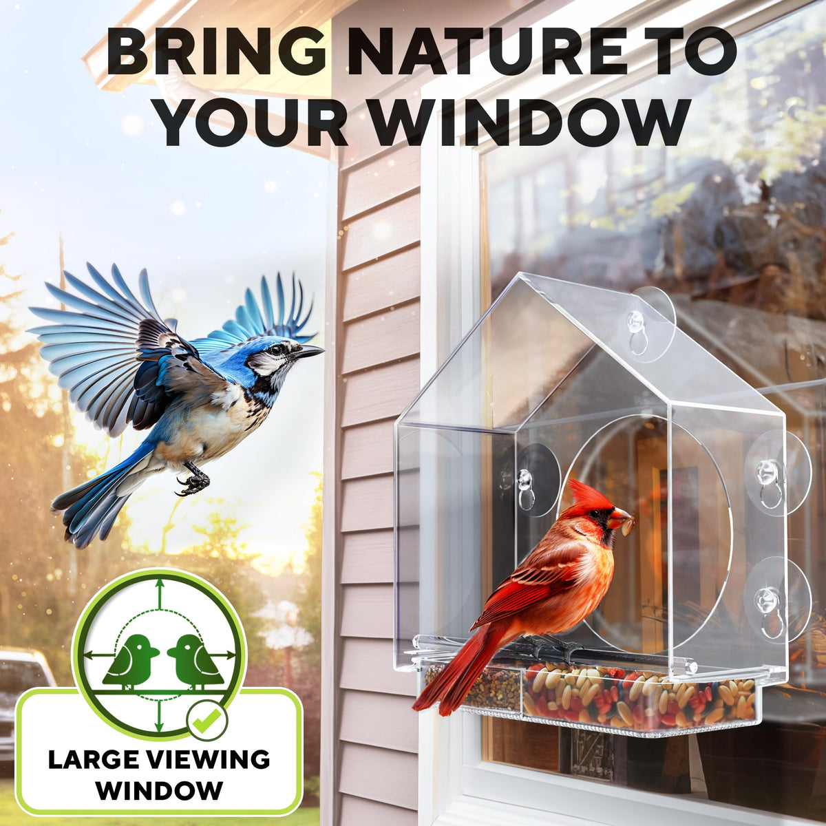 GEROSSI large-capacity feeder holds up to 19 lb for busy birds.