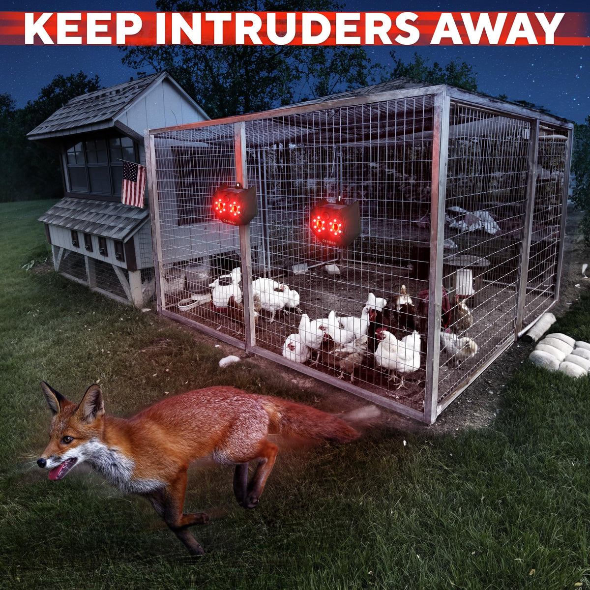 GEROSSI predator eyes in motion-activated mode provide versatile deterrence.