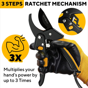 GEROSSI three-step ratchet mechanism reduces effort on tough stems.