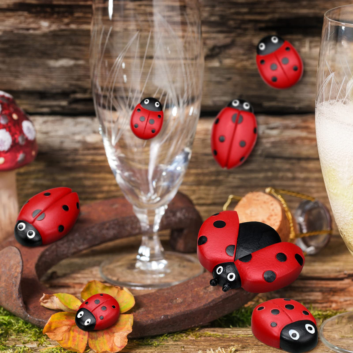 Gerrii Ladybug Yard Decor Collection enhances planters and borders.
