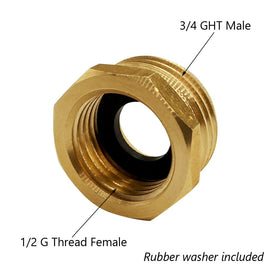 Geshaten BSP to GHT adapter in use connecting hose to faucet for easy watering.