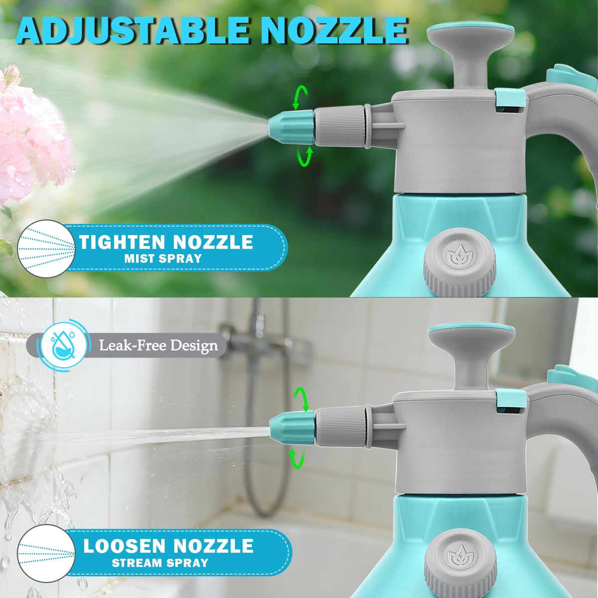 GESTONE Garden Hand Pump Sprayer extended wand for reaching under leaves.