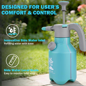 GESTONE Garden Hand Pump Sprayer leak-proof cap prevents leaks during use.