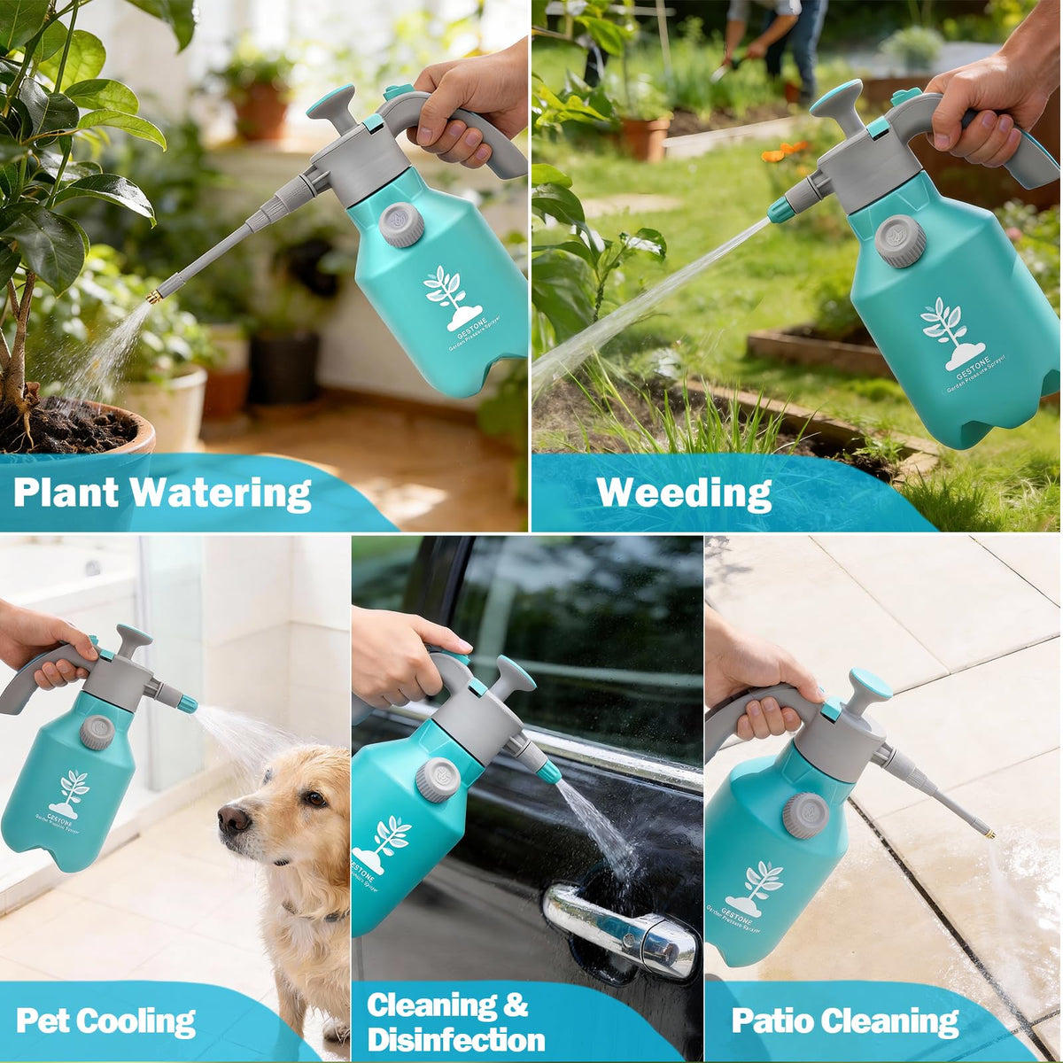 GESTONE Garden Hand Pump Sprayer multipurpose use for fertilizer and cleaning.
