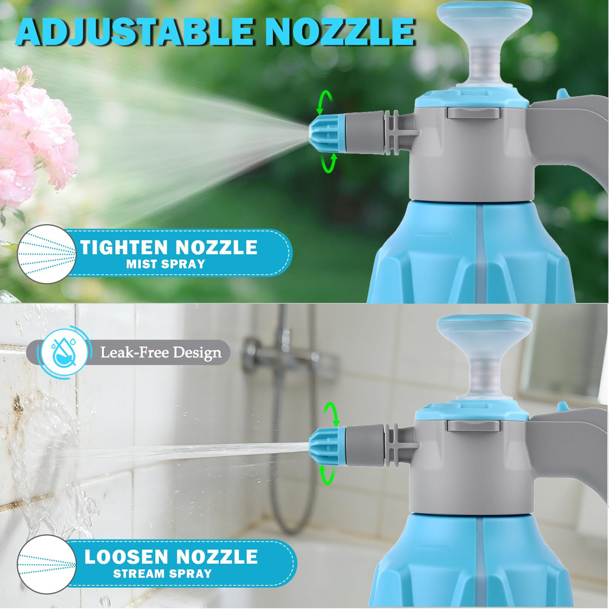 GESTONE sprayer with adjustable nozzle provides fine mist for delicate petals.