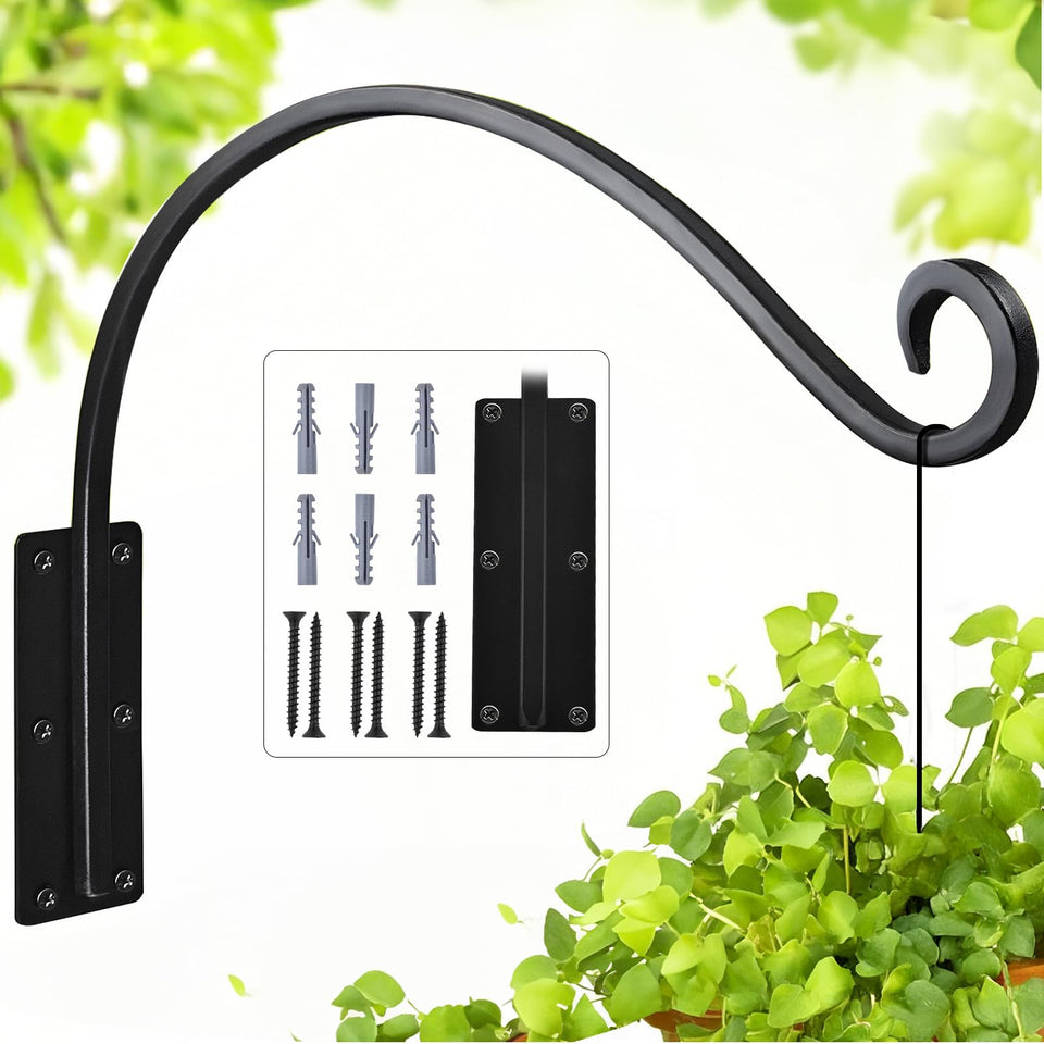 GESTONE heavy-duty 16-inch plant hanger bracket for outdoor use, supports baskets up to 60 lbs.