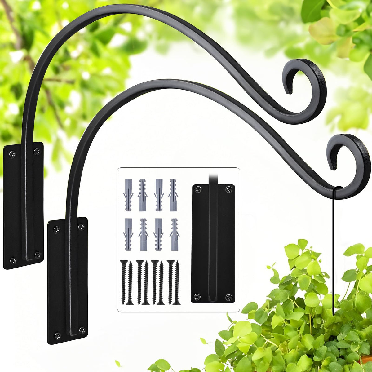 GESTONE heavy-duty base plant hanger supports up to 60 lbs outdoors for sturdy baskets