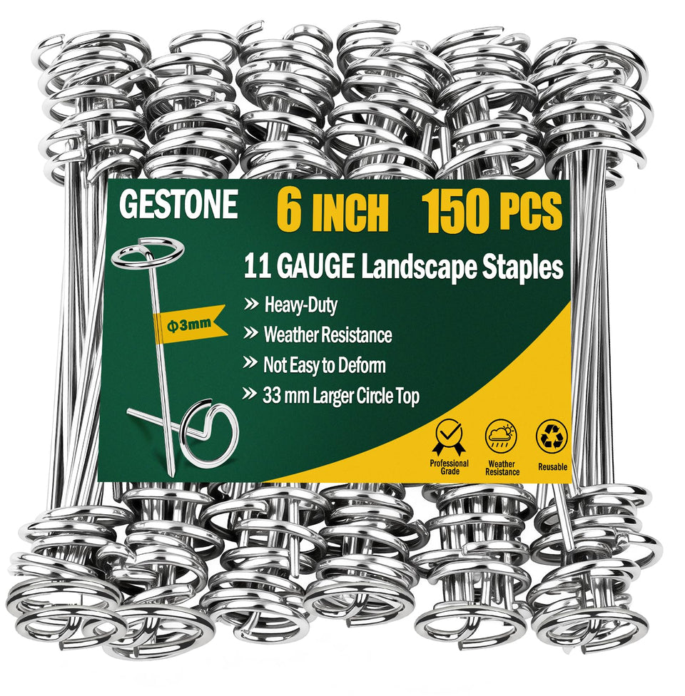 GESTONE circle-top 6in landscape staples provide stronger fabric grip and stability.