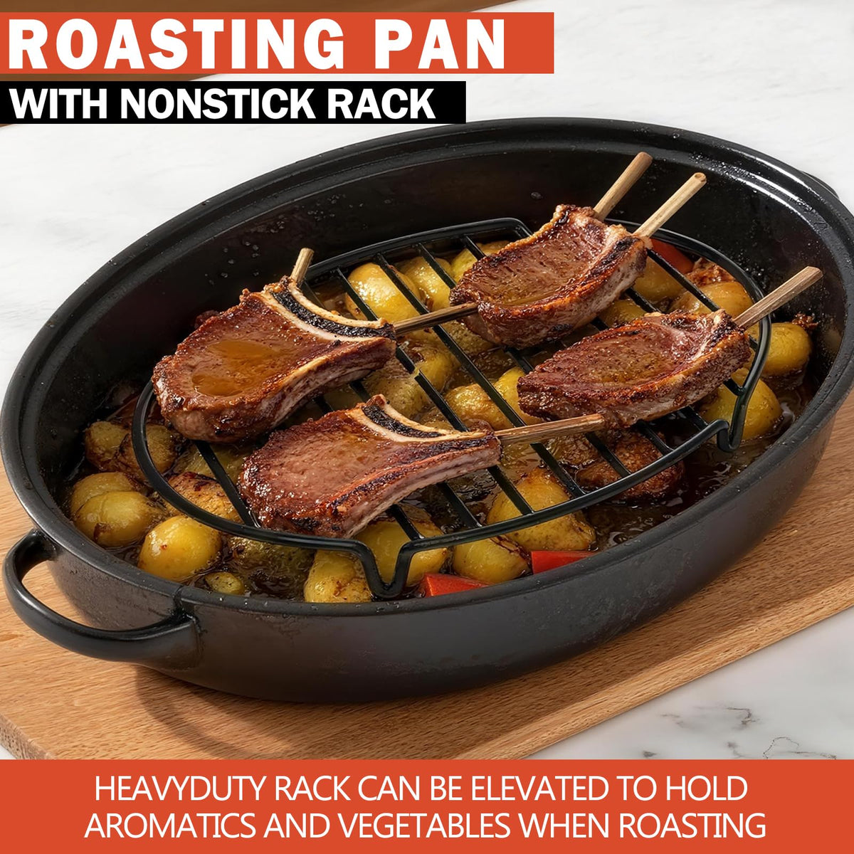 Gestone roasting rack with elevated feet for better air flow
