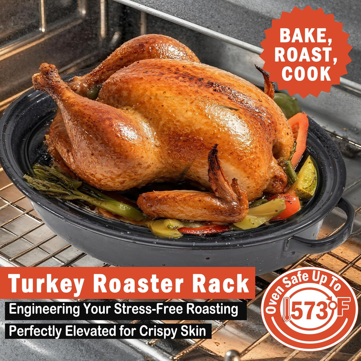 Gestone roasting rack grease-free surface reduces mess