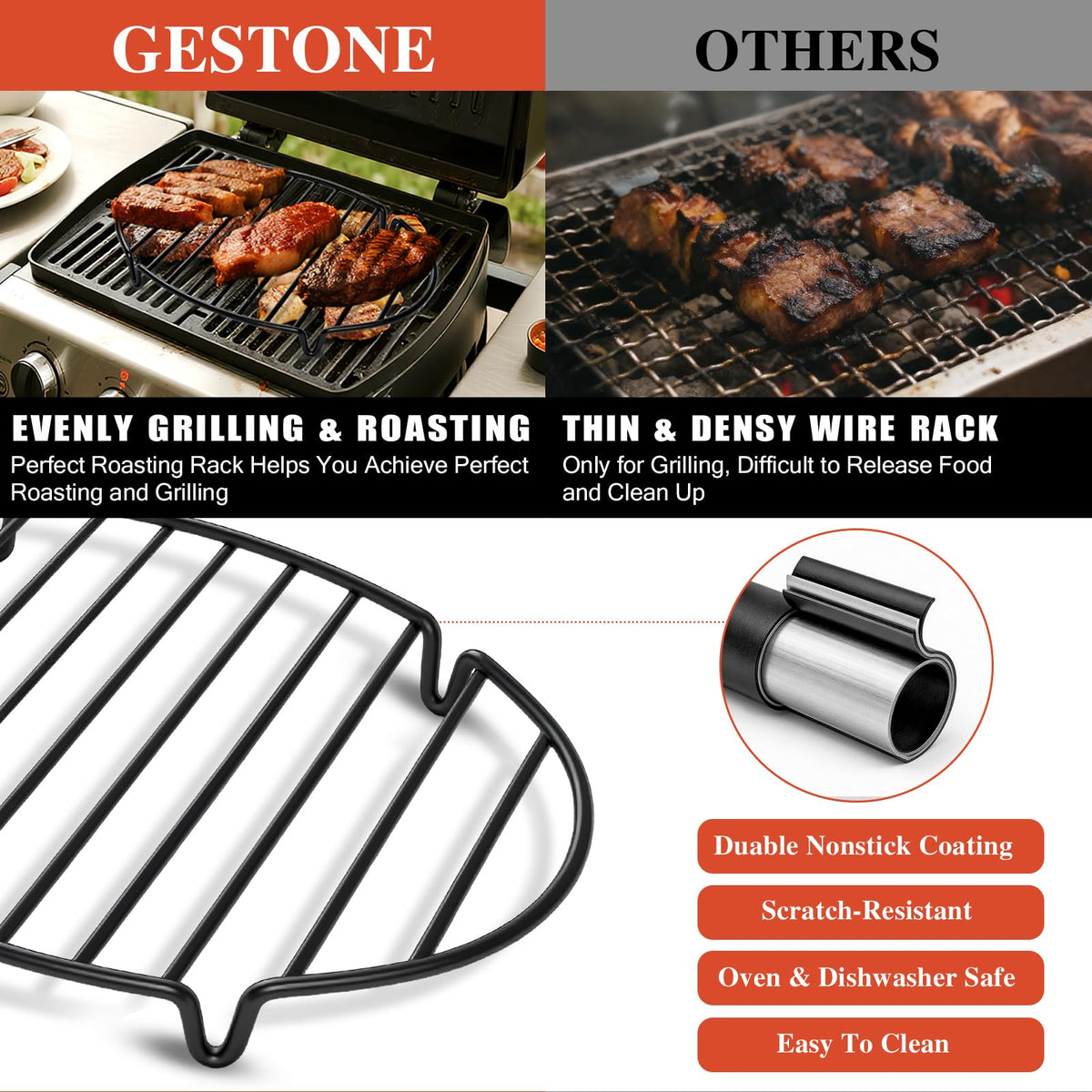 Gestone roasting rack nonstick coating for easy release
