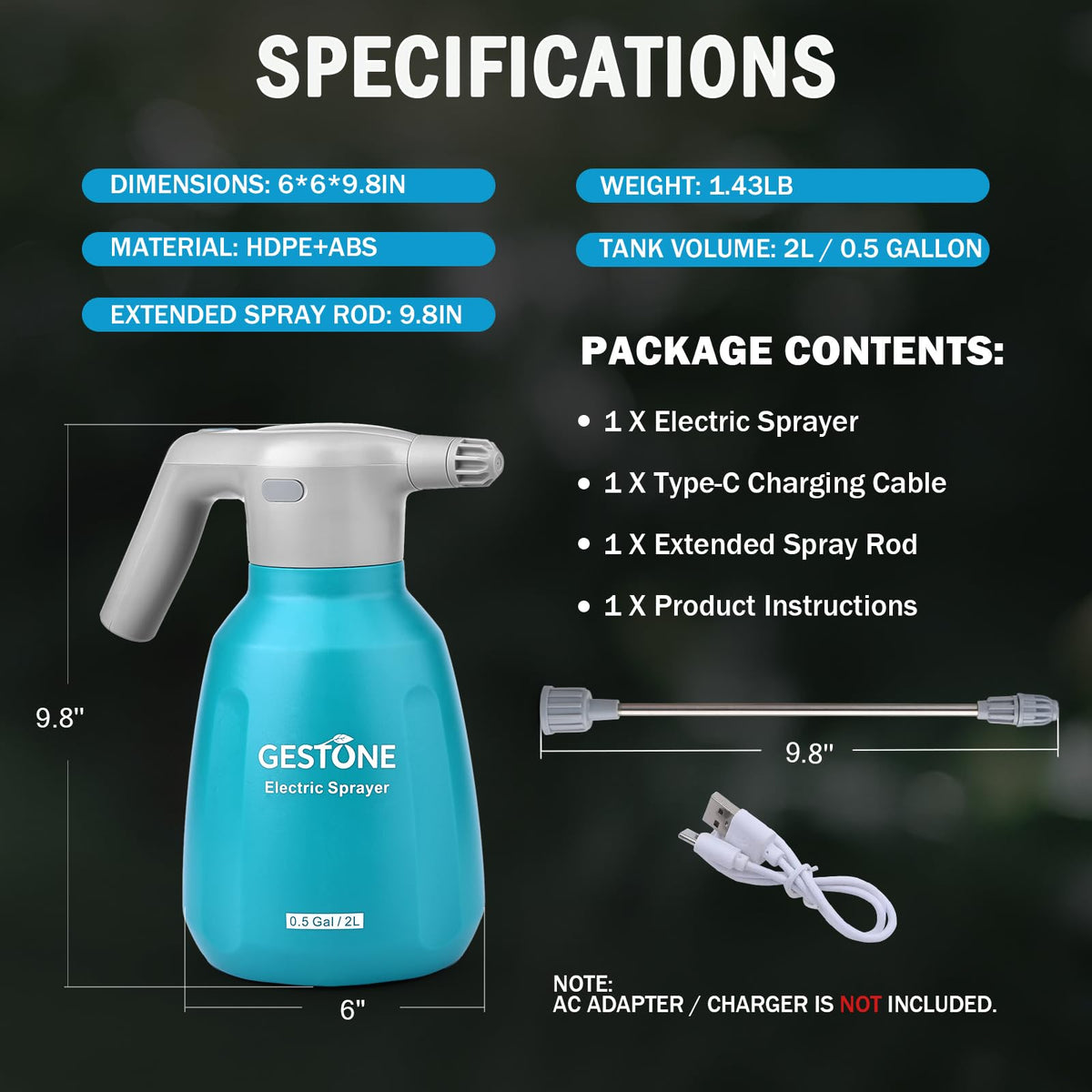 GESTONE versatile sprayer used indoors and outdoors for plants and cleaning.