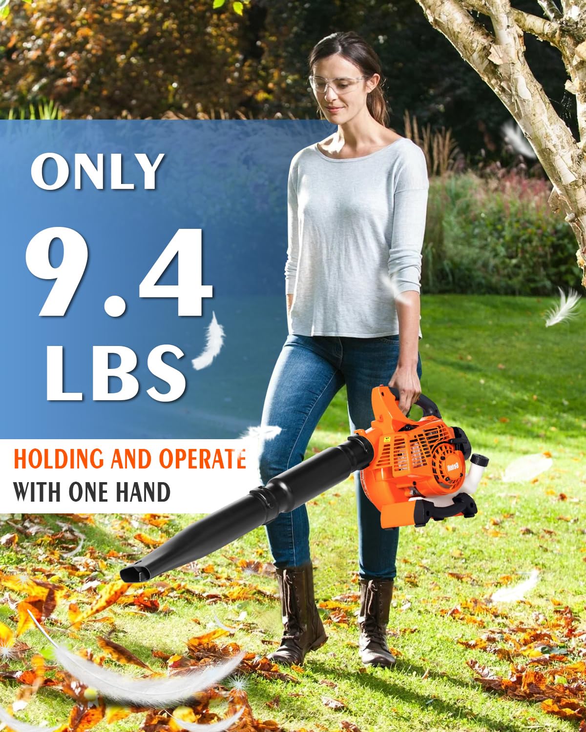 Getell leaf blower 180 mph air jet for tackling wet leaves with ease.