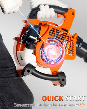 Getell gas leaf blower ideal for light snow removal near sidewalks.