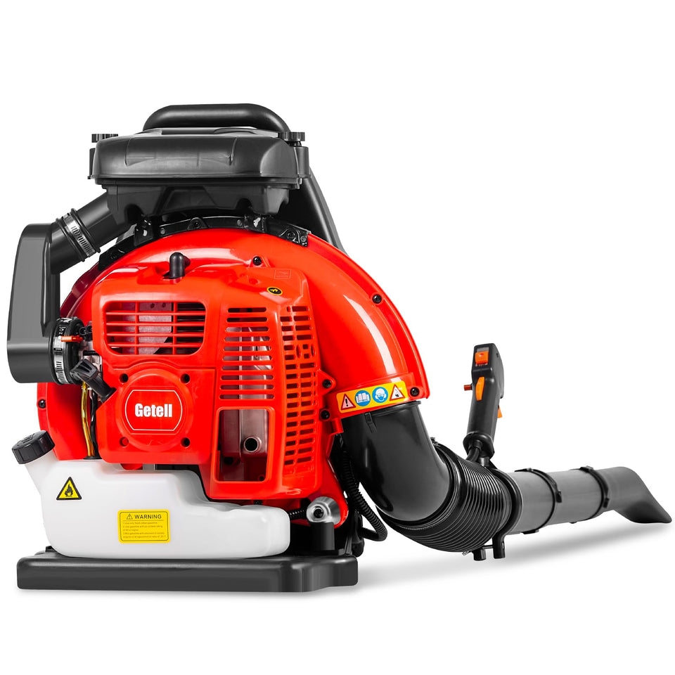Getell professional leaf blower with 63cc engine delivering high airflow for thorough cleanup.
