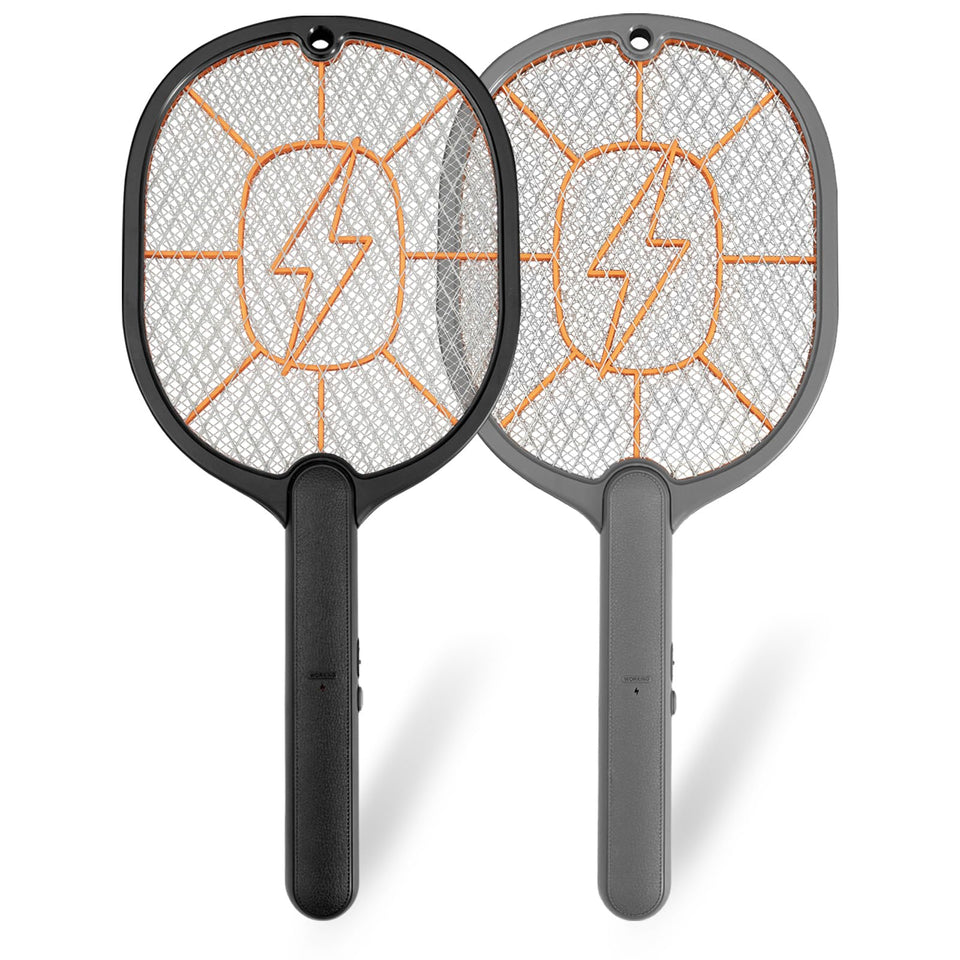 GEternalYn 2-pack electric fly swatter shown for indoor and outdoor use with a balanced dual racket set