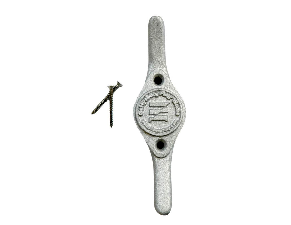 Gettysburg Flag Works 9-inch aluminum flagpole cleat on display, durable grip for secure flag mounting
