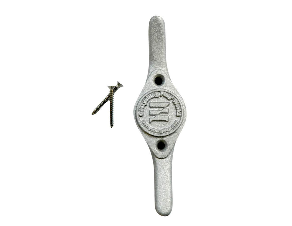 Gettysburg Flag Works 9-inch aluminum flagpole cleat on display, durable grip for secure flag mounting