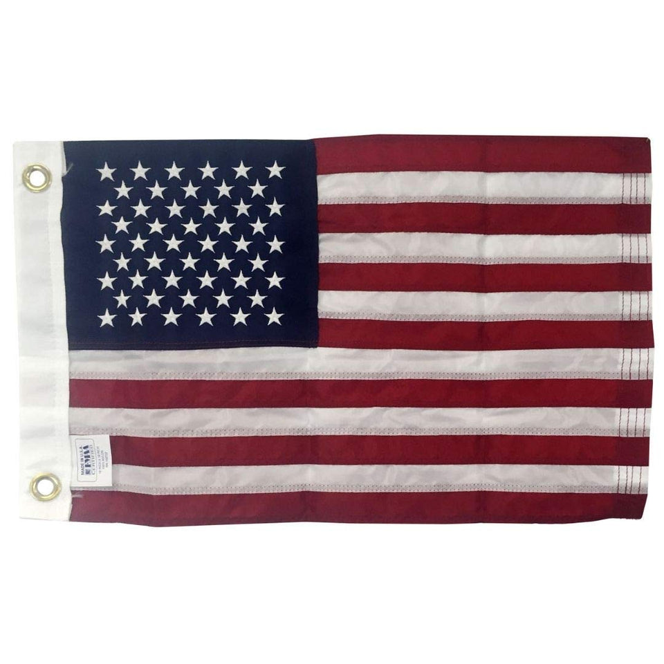 Gettysburg Flag Works 12x18 American boat flag in all-weather nylon for outdoors.