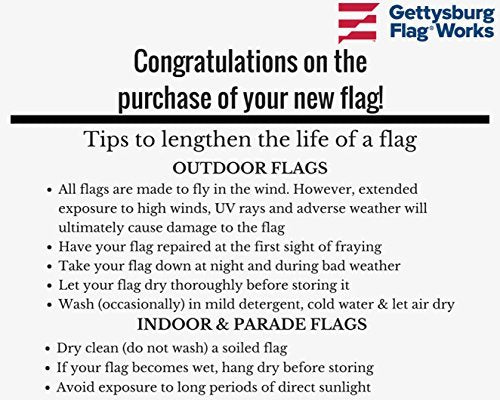 Gettysburg Flag Works canvas header with brass grommets for secure mounting.