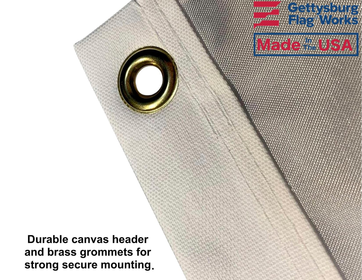 Gettysburg Flag Works marine-grade nylon flag resists sun and spray.