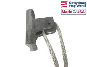 Gettysburg Flag Works vertical mounted pulley side angle highlighting sturdy aluminum body