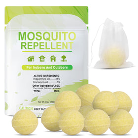 Geukho mosquito repellent balls on patio ground creating a mosquito-free seating area