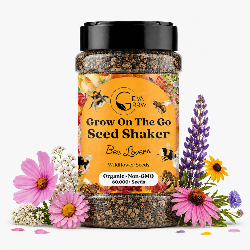 GevaGrow mini wildflower seed shaker makes easy, even sowing for pollinator-friendly balconies.