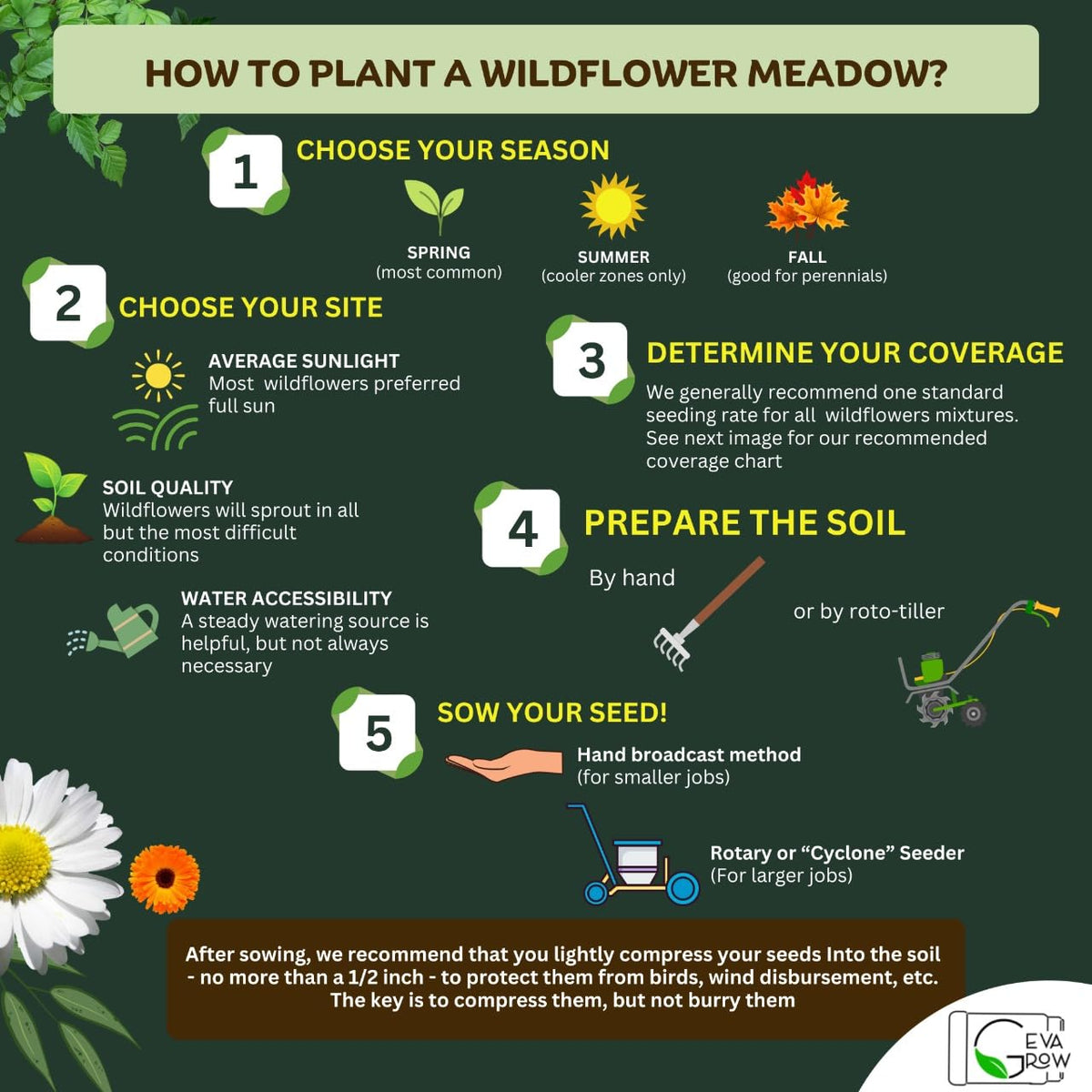 GevaGrow seed dispersion with sand prep for even planting coverage